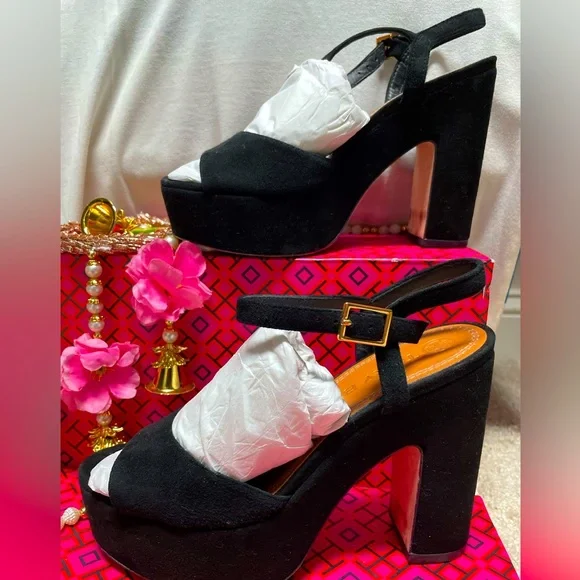 👠Tory Burch 115mm sandal, Black/suede, 6M